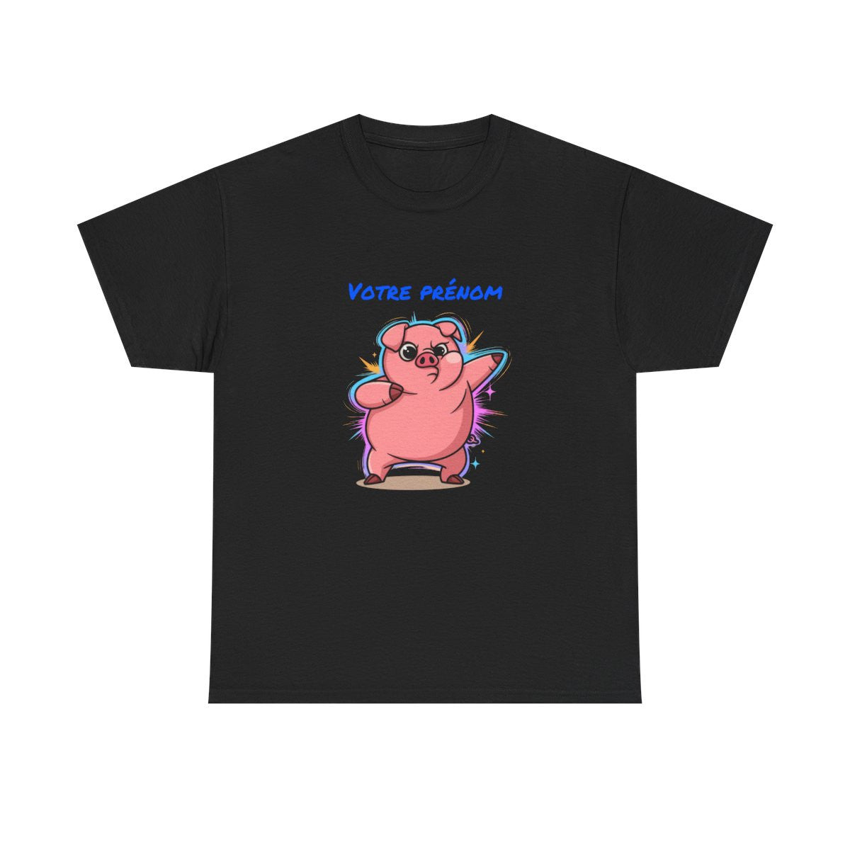 T-shirt cochon personnalisable avec prénom  Tee shirt drôle homme femme  Design fun humour