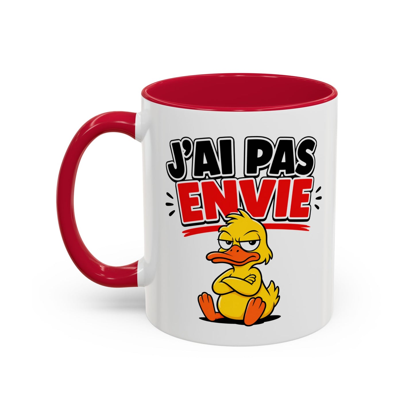 Mug Drôle J’ai Pas Envie – Tasse Humoristique avec Canard Boudeur – Cadeau Humour Bureau Travail Café 325ml