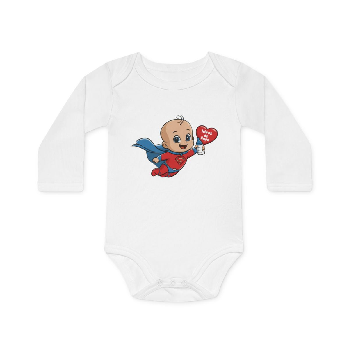 Body bébé Héros de Papa Super bébé avec cape bleue 100% coton   naissance