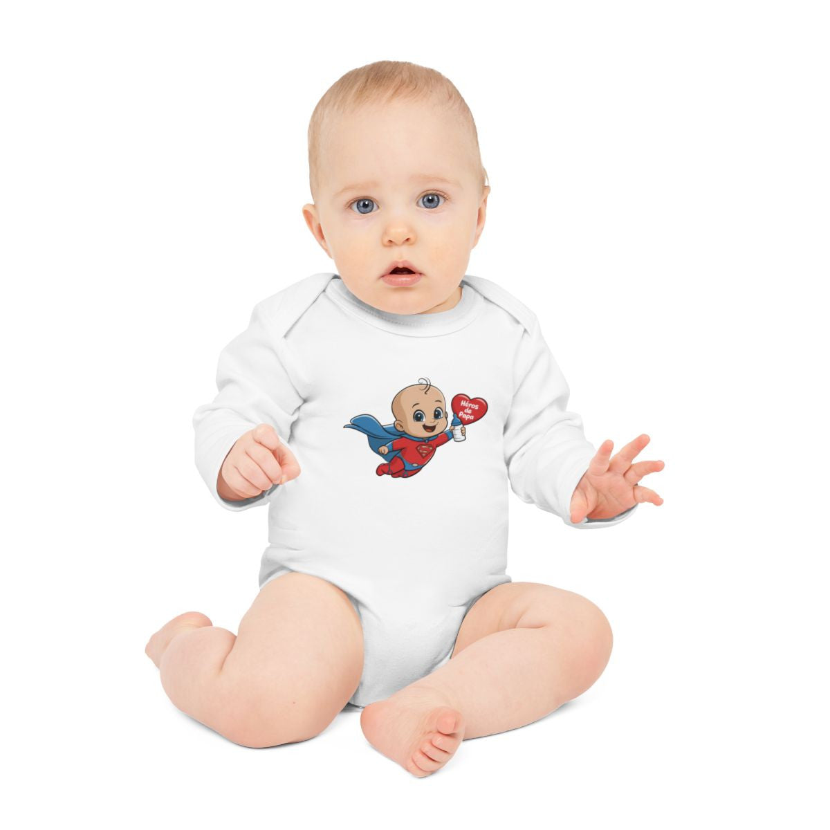 Body bébé Héros de Papa Super bébé avec cape bleue 100% coton   naissance