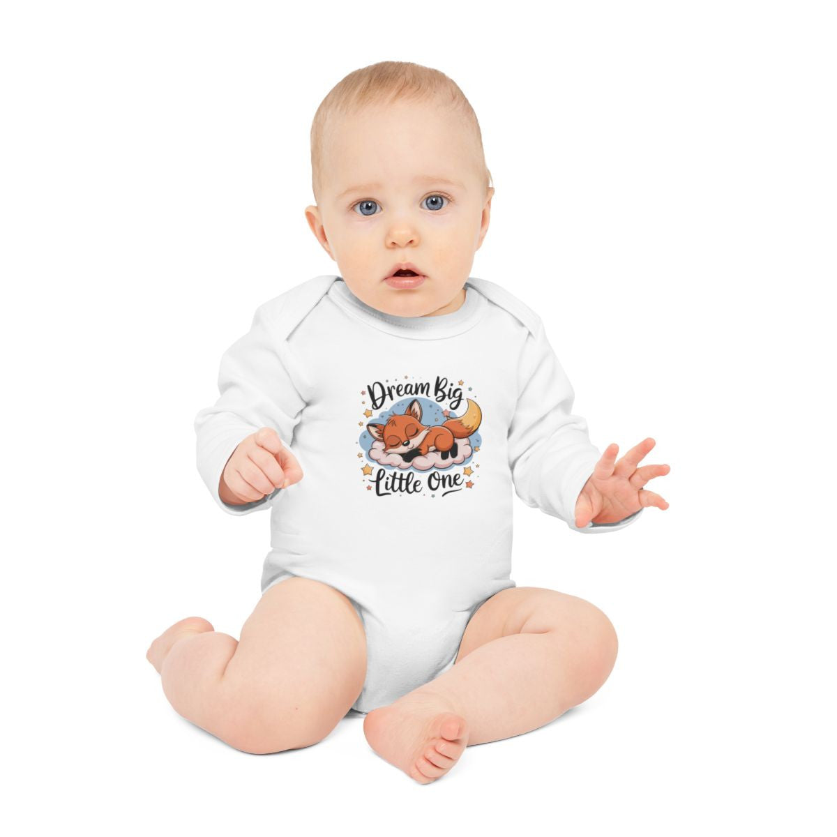 Body bébé Dream Big Little One Renard endormi design doux 100% coton blanc Cadeau naissance mignon