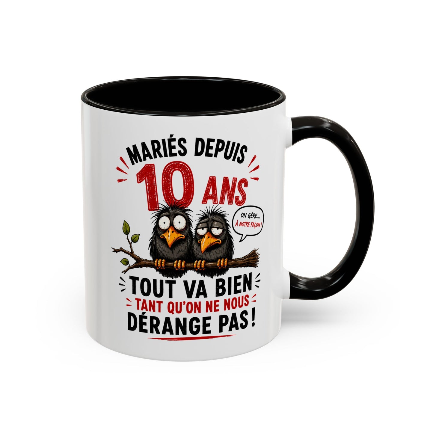 Tasse Mariés Depuis 10 Ans – Mug Humour Anniversaire de Mariage Homme Femme – Cadeau Couple 10 Ans de Mariage 325 ml