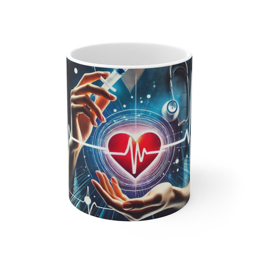 Mug cœur battement médecin infirmière santé hôpital cadeau