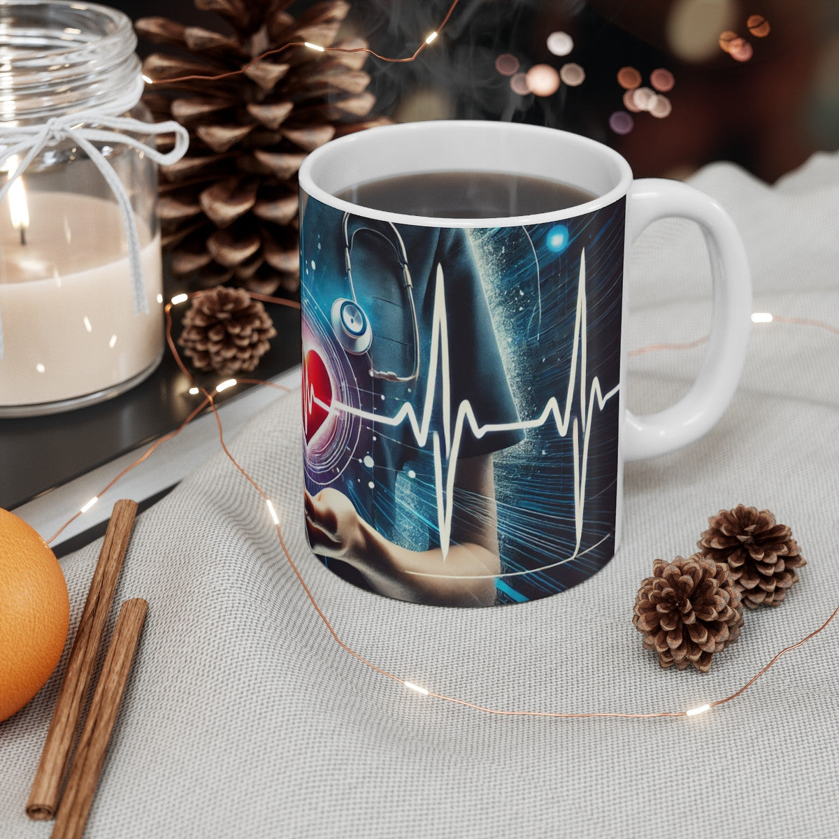 Mug cœur battement médecin infirmière santé hôpital cadeau