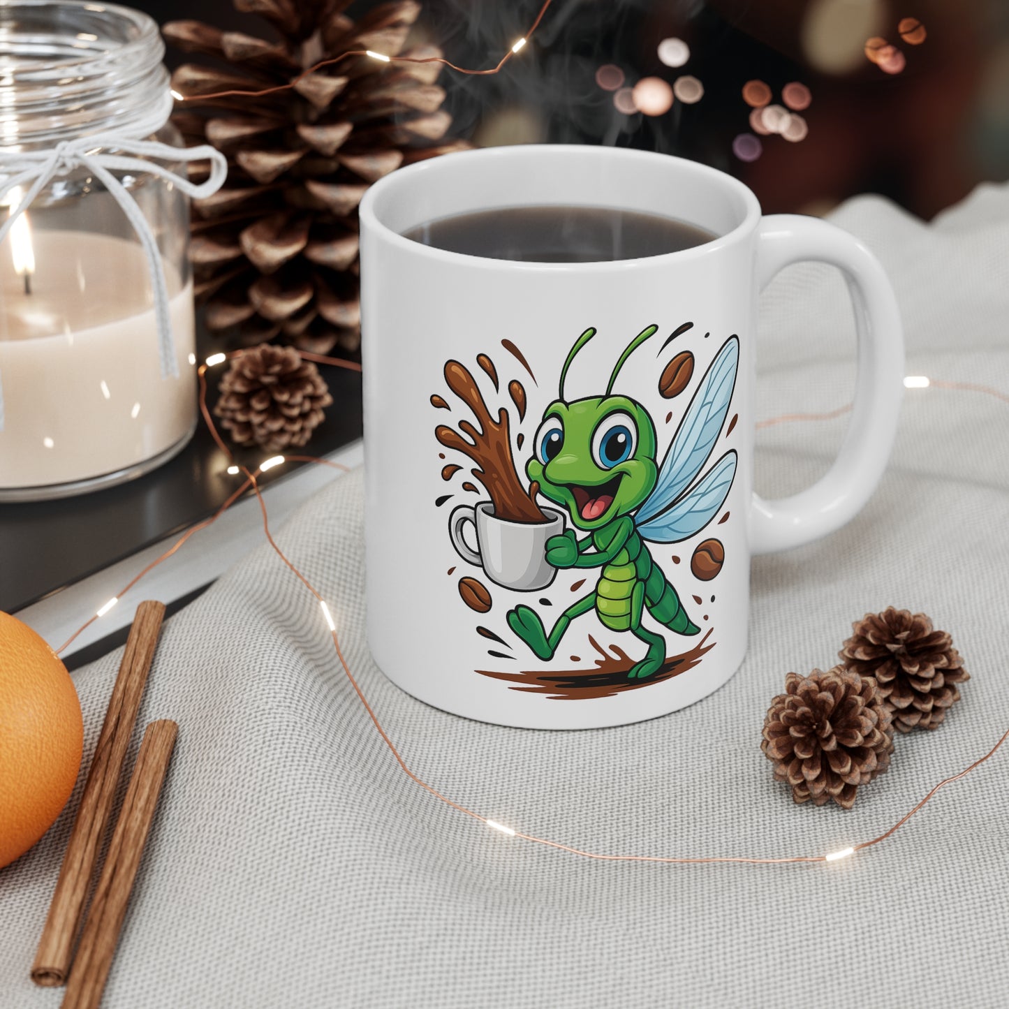 Mug Libellule Café – Tasse Insecte Mignon et Coloré – Design Cartoon Énergique 325ml – Cadeau Original Nature et Café