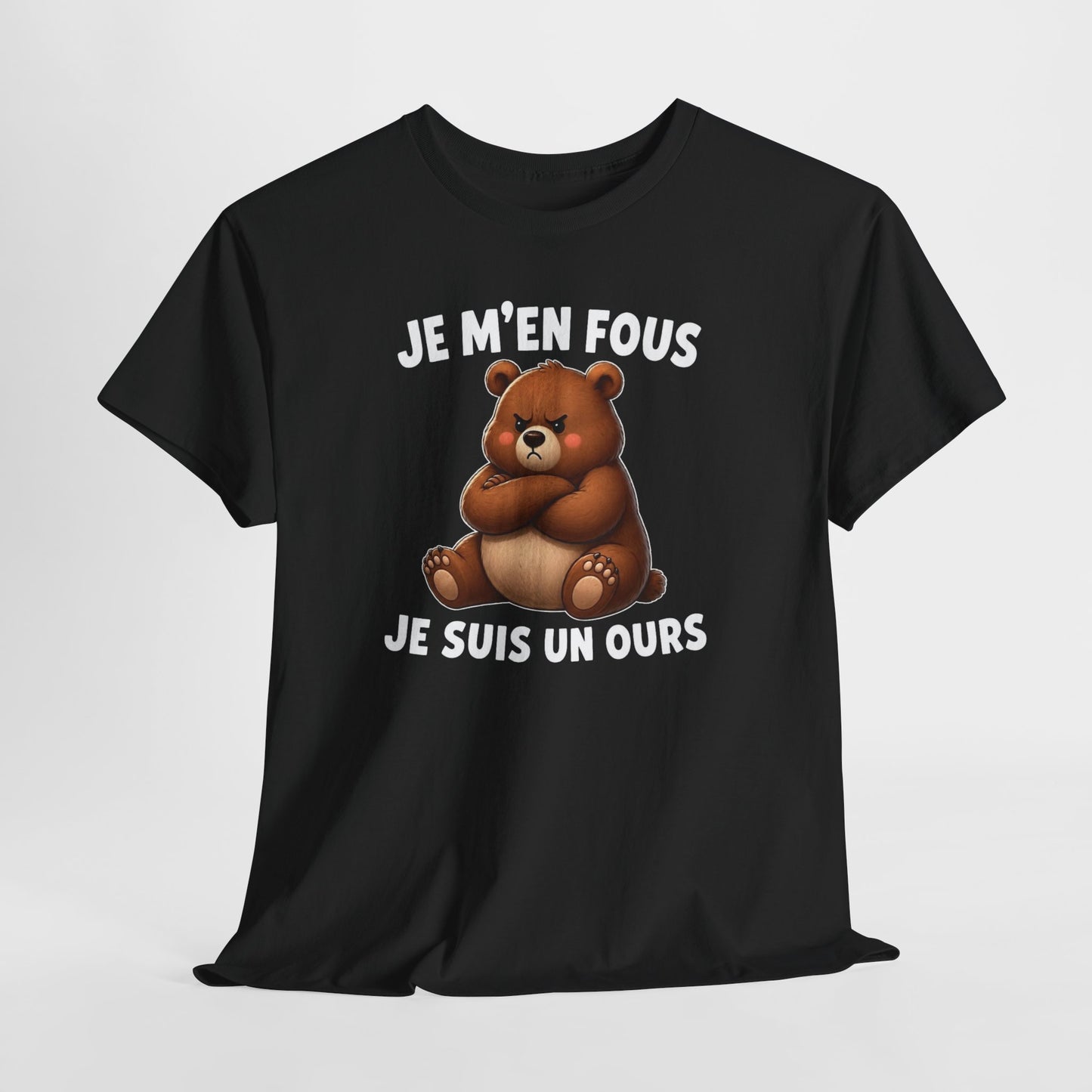 Tee Shirt Je M’En Fous Je Suis Un Ours – T-Shirt Humour Ours Grincheux – Cadeau Homme Femme Animal Mignon et Sarcastique
