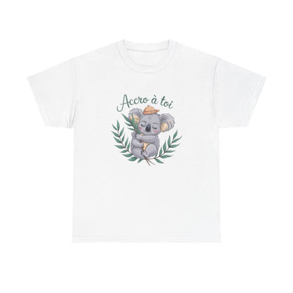 Tee shirt koala mignon accro à toi amour câlin animaux blanc gris noir