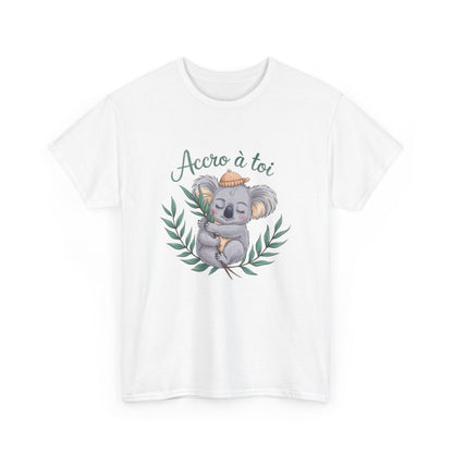 Tee shirt koala mignon accro à toi amour câlin animaux blanc gris noir