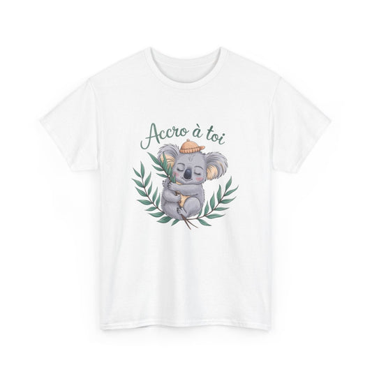 Tee shirt koala mignon accro à toi amour câlin animaux blanc gris noir