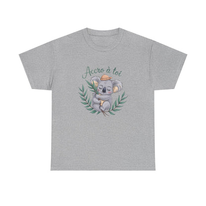 Tee shirt koala mignon accro à toi amour câlin animaux blanc gris noir