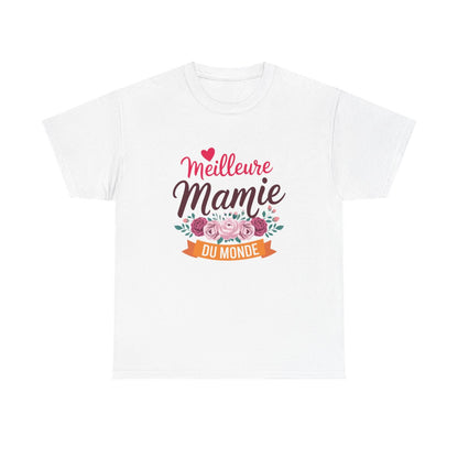 T-shirt Meilleure Mamie du Monde fleuri femme blanc gris S à 3XL