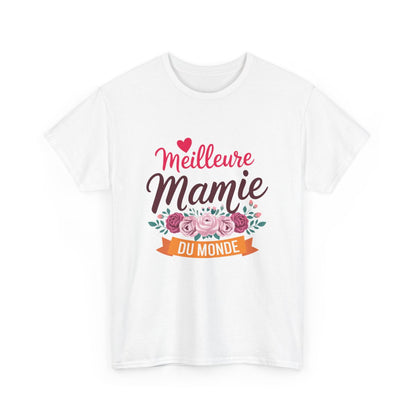 T-shirt Meilleure Mamie du Monde fleuri femme blanc gris S à 3XL