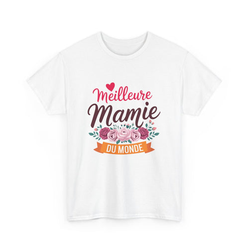 T-shirt Meilleure Mamie du Monde fleuri femme blanc gris S à 3XL
