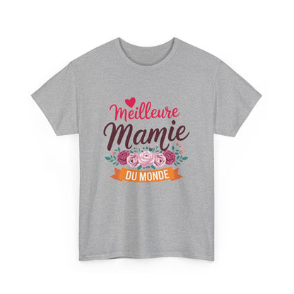 T-shirt Meilleure Mamie du Monde fleuri femme blanc gris S à 3XL