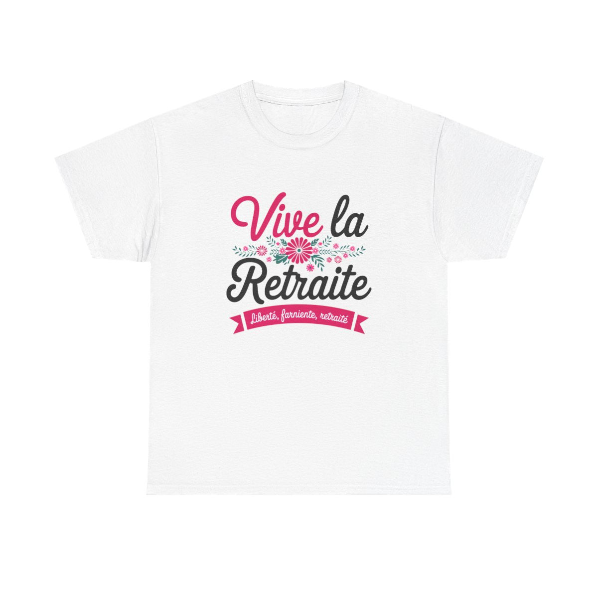 T-shirt humour retraite femme floral drôle cadeau départ retraitée vive la retraite blanc gris S à 3XL
