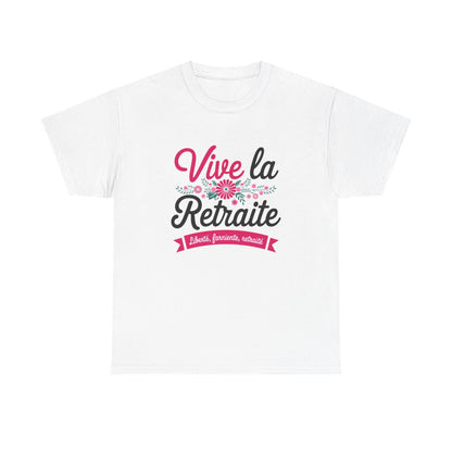 T-shirt humour retraite femme floral drôle cadeau départ retraitée vive la retraite blanc gris S à 3XL