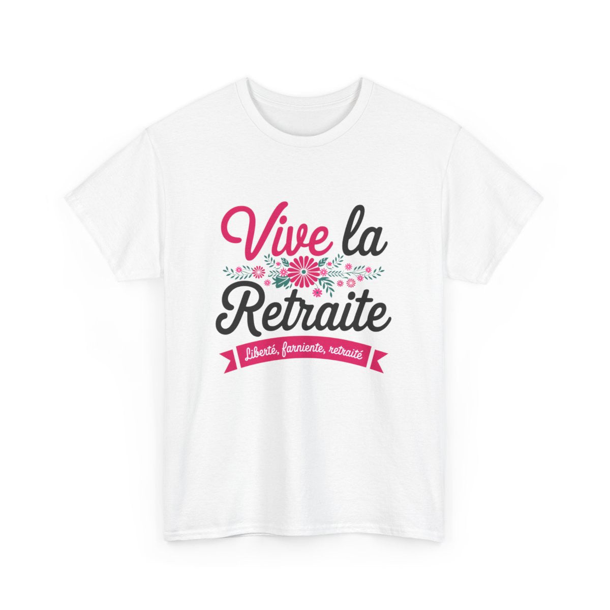 T-shirt humour retraite femme floral drôle cadeau départ retraitée vive la retraite blanc gris S à 3XL