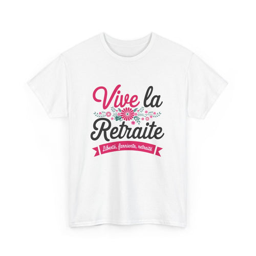 T-shirt humour retraite femme floral drôle cadeau départ retraitée vive la retraite blanc gris S à 3XL