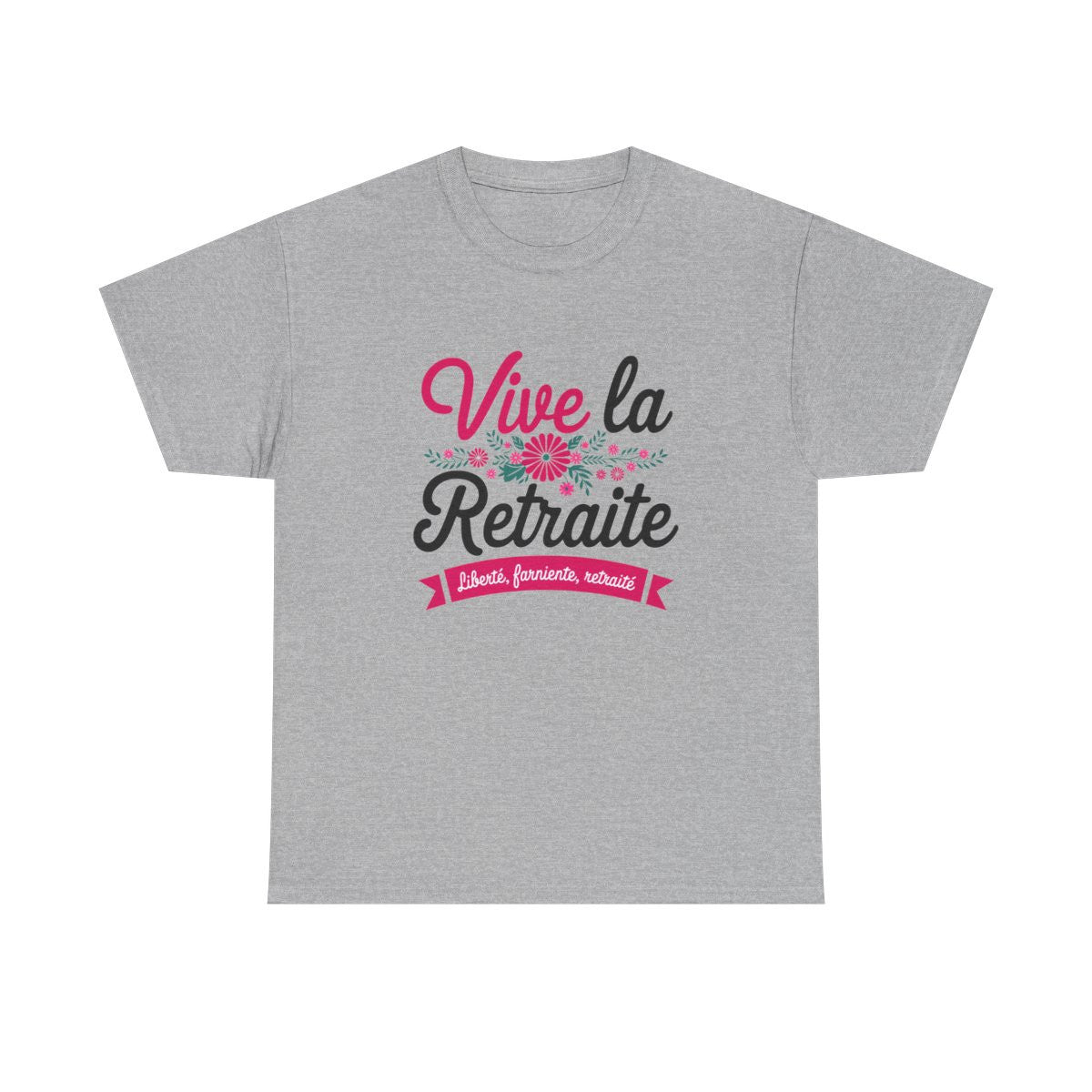 T-shirt humour retraite femme floral drôle cadeau départ retraitée vive la retraite blanc gris S à 3XL