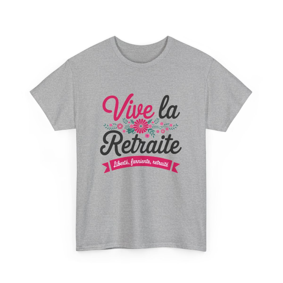 T-shirt humour retraite femme floral drôle cadeau départ retraitée vive la retraite blanc gris S à 3XL