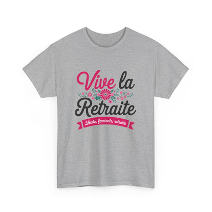 T-shirt humour retraite femme floral drôle cadeau départ retraitée vive la retraite blanc gris S à 3XL