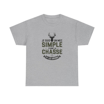 T-shirt Je suis un mec simple j’aime la chasse et les apéros – Chasseur
