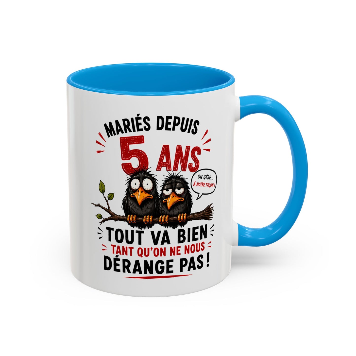 Tasse Mariés Depuis 5 Ans – Mug Humour Anniversaire de Mariage Homme Femme – Cadeau Couple 5 Ans de Mariage 325 ml