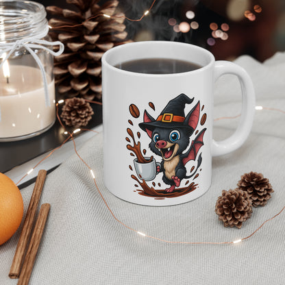 Tasse Chauve-Souris Sorcière Halloween – Mug Céramique Café 325ml – Cadeau Original Fantaisie