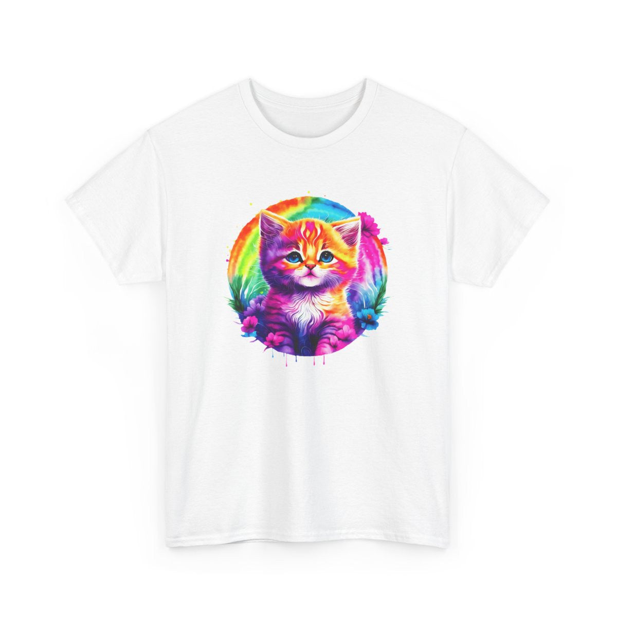 T-shirt Chat Aquarelle Arc-en-Ciel – Félin Artistique