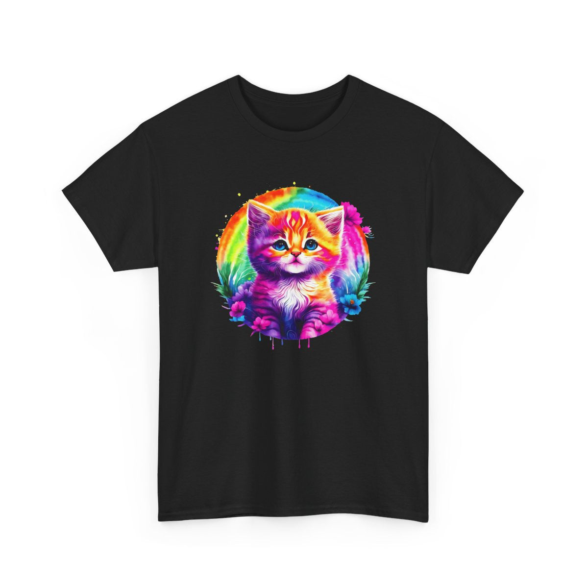 T-shirt Chat Aquarelle Arc-en-Ciel – Félin Artistique