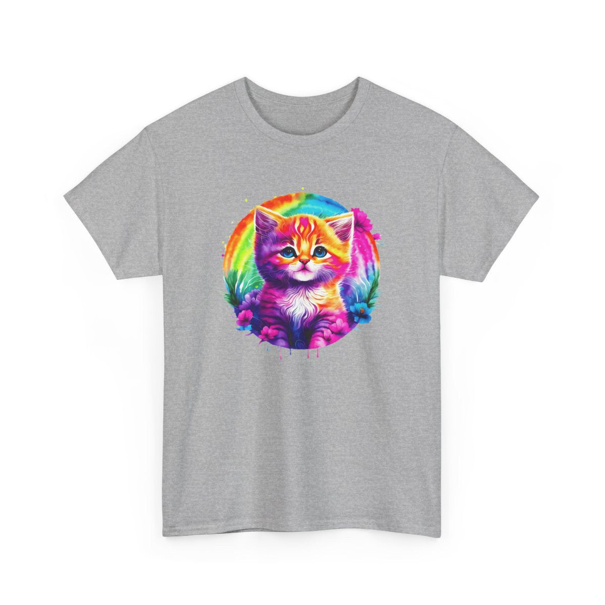 T-shirt Chat Aquarelle Arc-en-Ciel – Félin Artistique