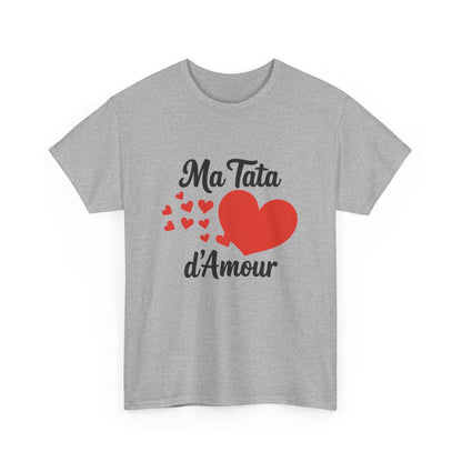 T-shirt femme Ma Tata d’Amour – coeur, cadeau famille – blanc/gris – S à 3XL