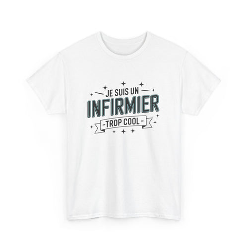 T-shirt homme infirmier drôle – héros du quotidien, soignant – blanc/gris – tailles S à 3XL