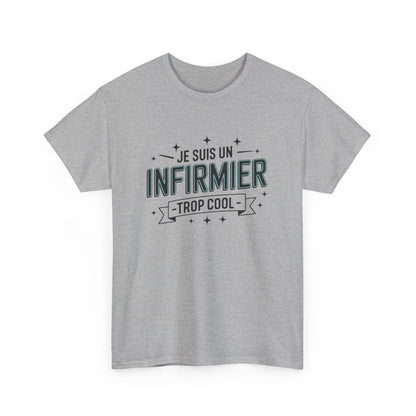 T-shirt homme infirmier drôle – héros du quotidien, soignant – blanc/gris – tailles S à 3XL