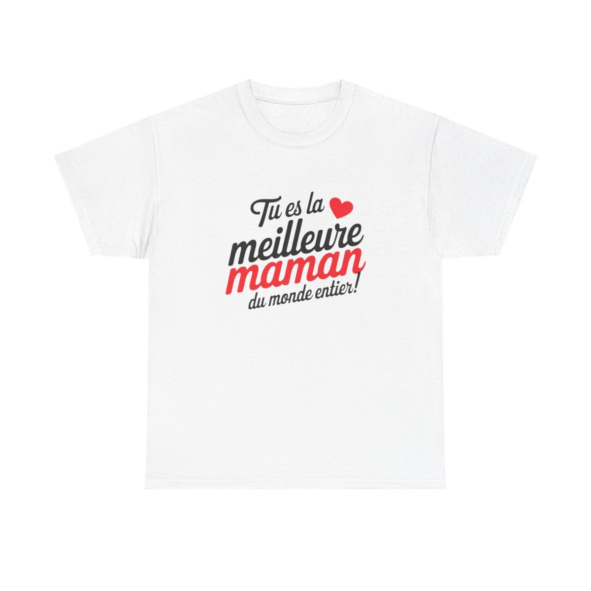 T-shirt femme maman d’amour – idée fête des mères, message cœur – blanc/gris – S à 3XL