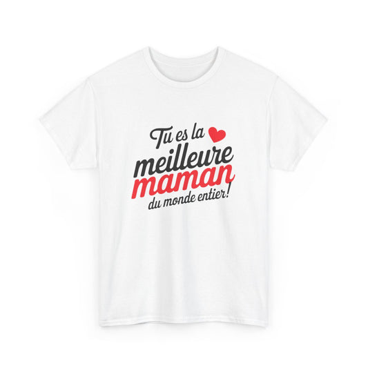 T-shirt femme maman d’amour – idée fête des mères, message cœur – blanc/gris – S à 3XL