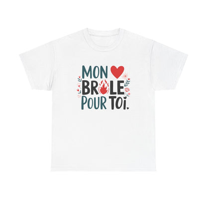 T-shirt "Mon cœur brûle pour toi" – amour drôle romantique S à 3XL