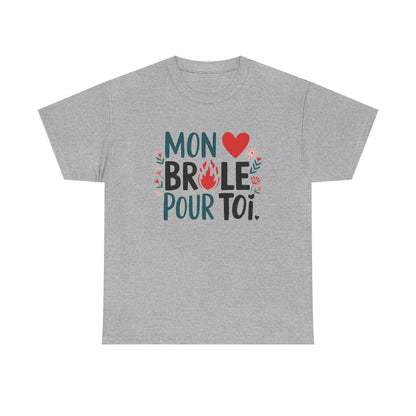 T-shirt "Mon cœur brûle pour toi" – amour drôle romantique S à 3XL