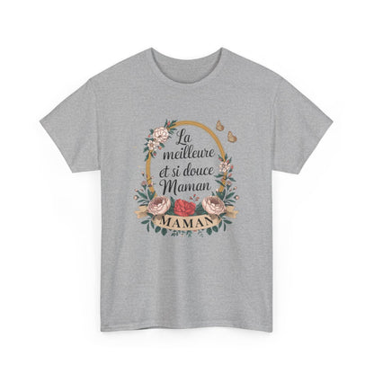 T-shirt maman doux fleuri "La meilleure et si douce Maman" – S à 3XL