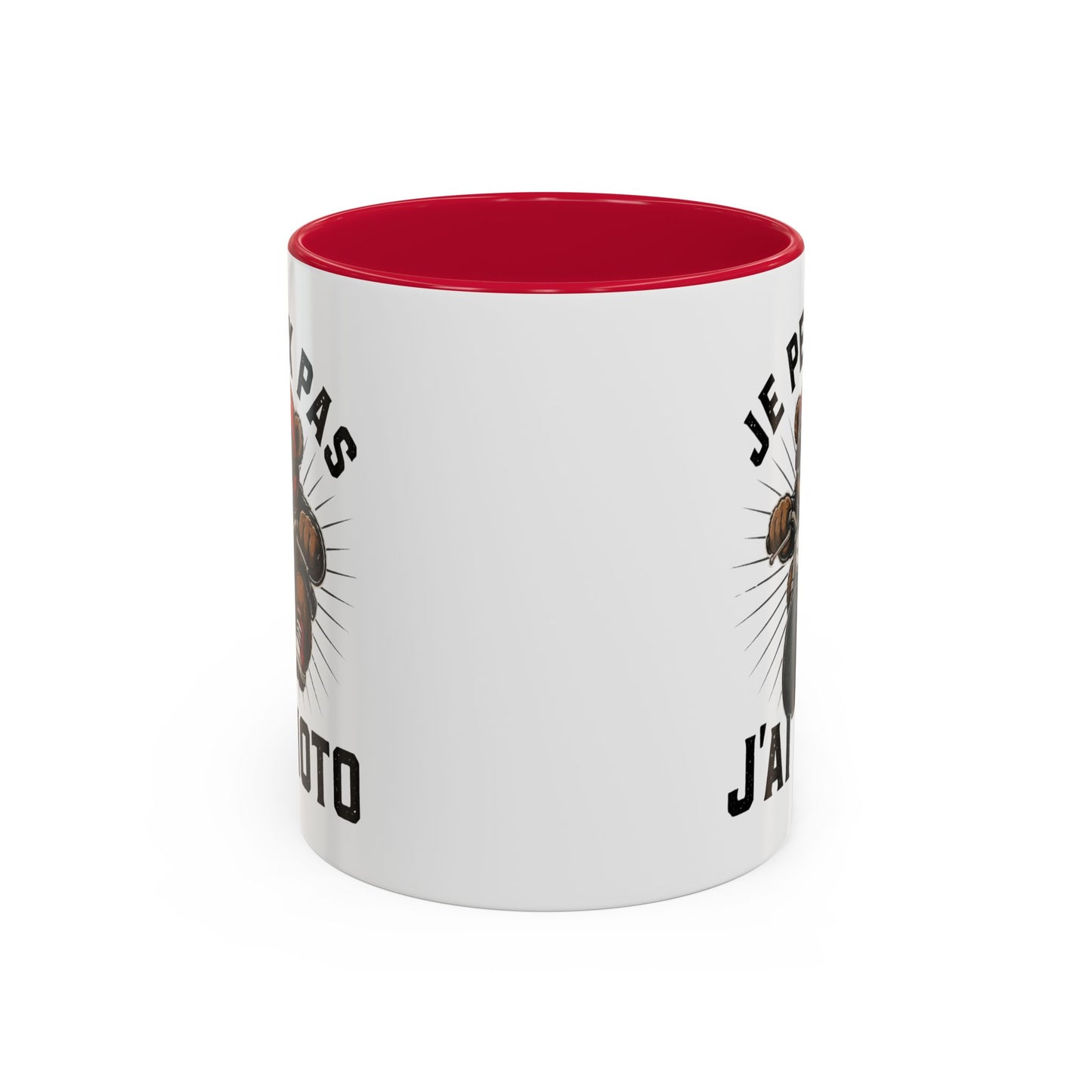 Mug Je Peux Pas J’ai Moto – Tasse Ours Motard Drôle Vintage – Cadeau Original Passionné de Moto et Biker – Céramique 325ml Noir Bleu Rouge