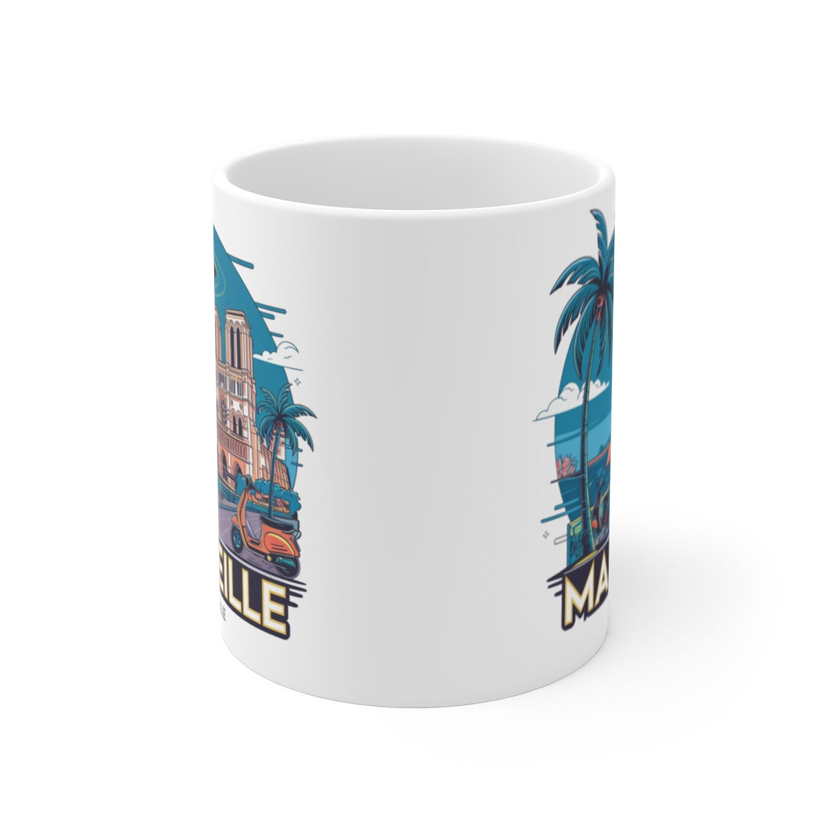 Mug Tasse Café Marseille OVNI Scooter 325ml – Design rétro urbain