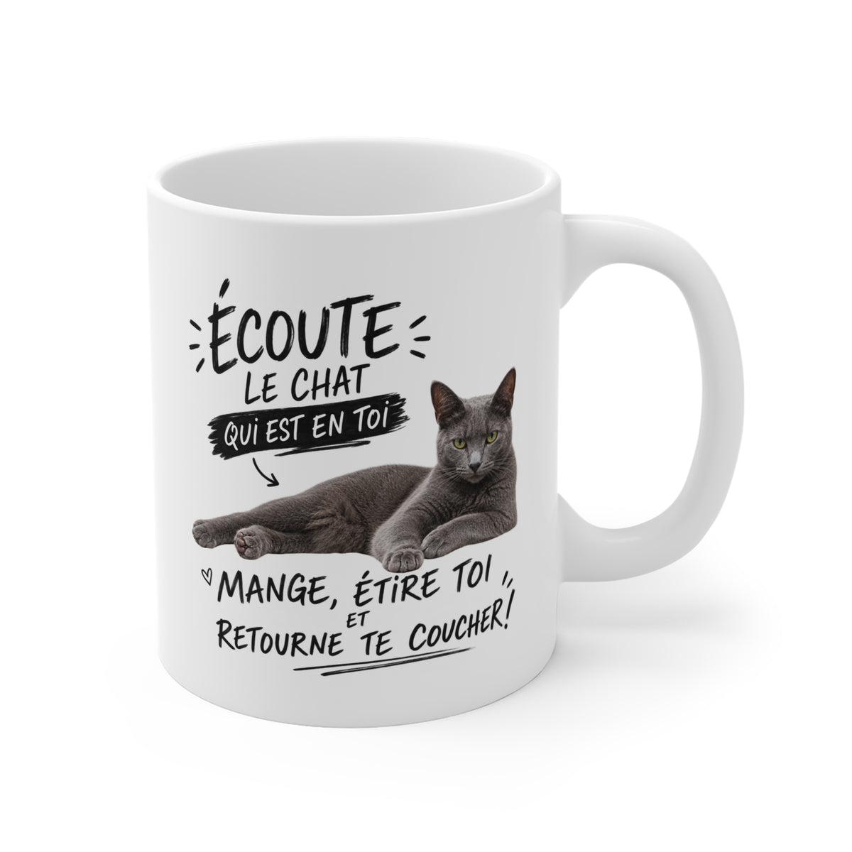 Mug Chat Gris Bouboul Humour – Tasse Amoureux des Chats – Cadeau Original Chat – Idée Cadeau Femme Homme Passion Félin