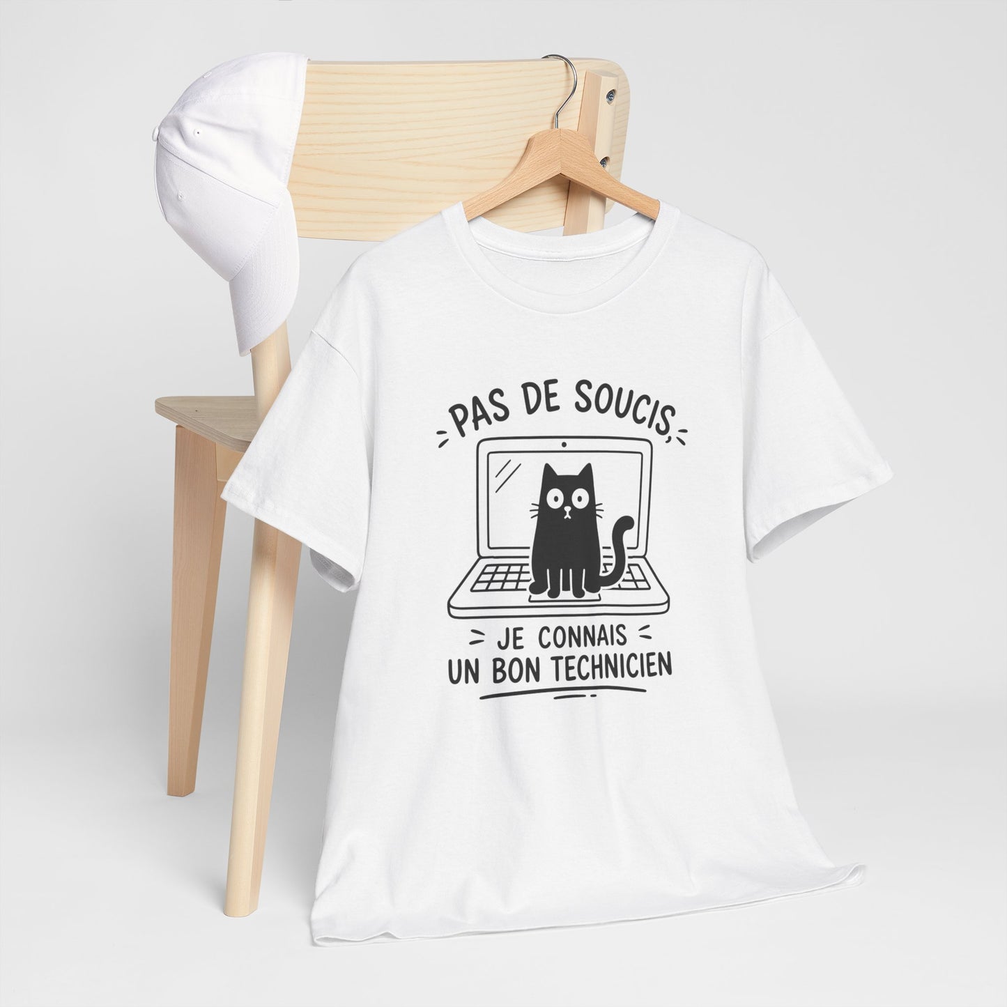 Tee-Shirt Informatique Homme et Femme – Chat Ordinateur Technicien Informatique – Cadeau Original Geek Informaticien Dépannage PC