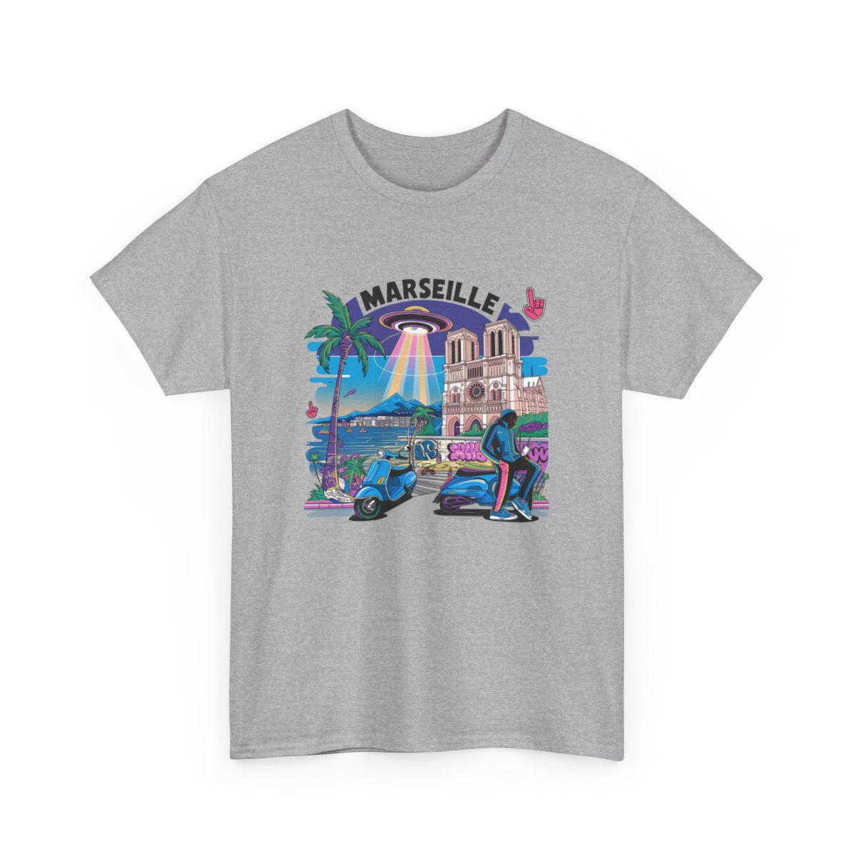 Tee shirt Marseille OVNI street art futuriste Ville T shirt