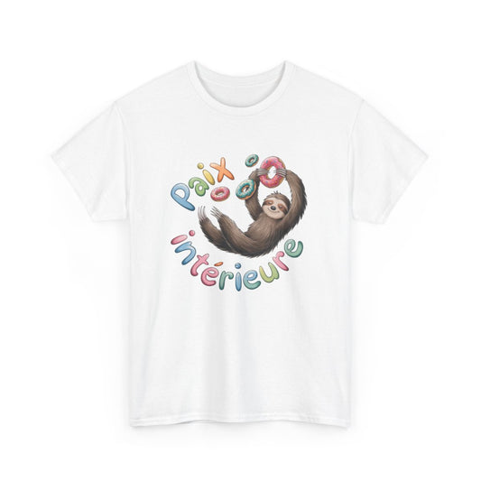 T shirt Paresseux Donuts Paix intérieure Zen Drôle tee shirt animal drôle amusant