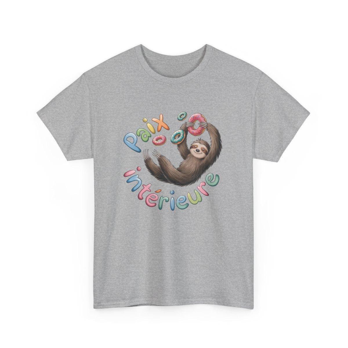 T shirt Paresseux Donuts Paix intérieure Zen Drôle tee shirt animal drôle amusant