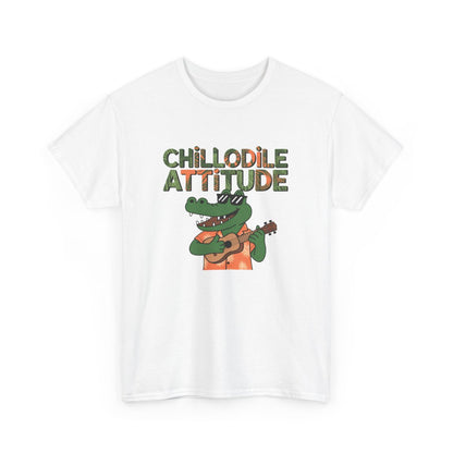 T shirt Chillodile Attitude Crocodile Ukulélé Blanc Gris tee shirt humour animal