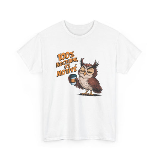 T-shirt Chouette Fatiguée – Blanc Gris – 0% Motivé Humour drôle animal tee shirt