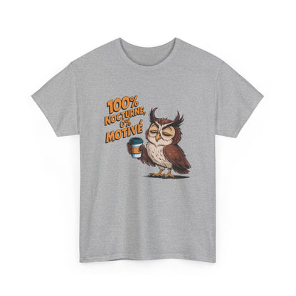 T-shirt Chouette Fatiguée – Blanc Gris – 0% Motivé Humour drôle animal tee shirt