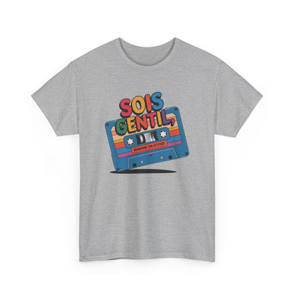 T shirt Cassette Vintage Humour Sois Gentil  Blanc Gris Noir 100% Coton tee shirt